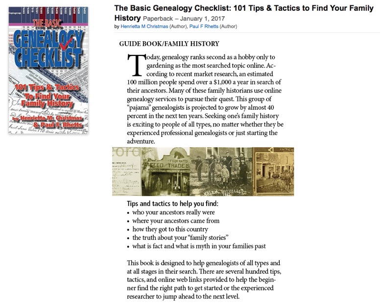 The Basic Genealogy Checklist: 101 Tips &#38; Tactics to Find Your Family History: Henrietta M Christmas, Paul F Rhetts: 9781943681129: Amazon.com: Books